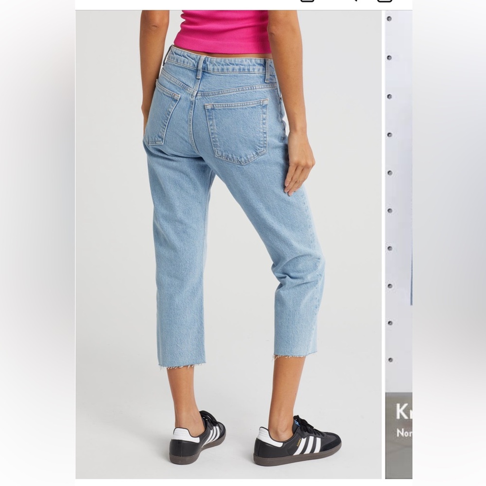 Topshop Mid Rise Raw Hem Straight Leg Jeans in Bleach Size 28 - Picture 2 of 5